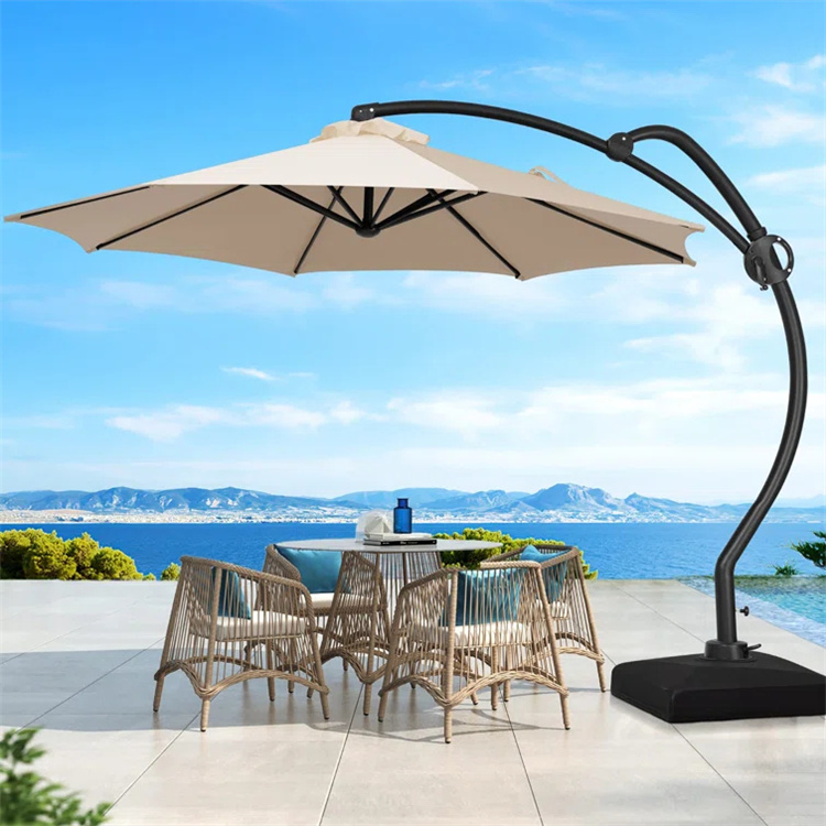 10ft Patio S รูปร่างแขวน Offset Cantilever Umbrella