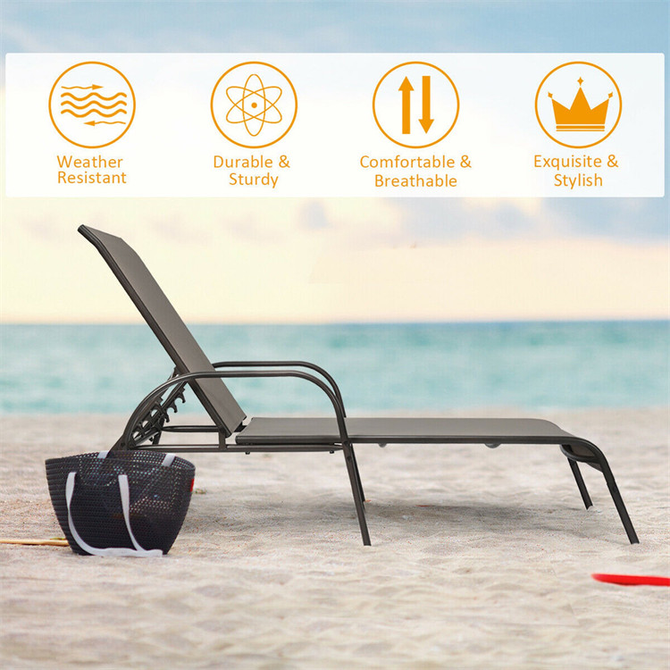 เก้าอี้เลานจ์ Chaise ปรับระดับได้กลางแจ้ง