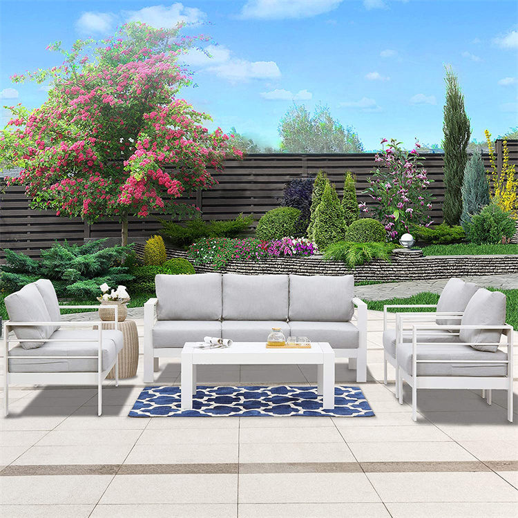 ชุด 5 ชิ้นชุดอลูมิเนียม Patio Chat Set